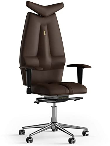KULIK SYSTEM Bürostuhl Ergonomisch mit 15-Stufen-Kopfstütze aus Glattem PU-Leder - Verstellbarer Sitztiefe & 4-facher Neigungsarretierung - Schreibtischstuhl mit Luftzirkulationssystem