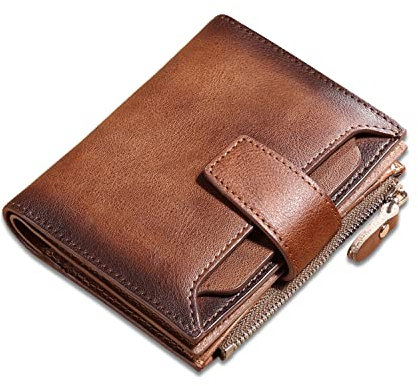 FANDARE Portefeuille Homme Pochette avec NFC Court Besace Porte Monnaie Cuir Porte de Billets Porte-Monnaie Porte-Carte de Crédit Bourse 18 Fente pour Carte Wallet Marron
