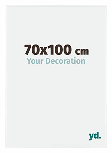Your Decoration - Cadre photo 70x100 cm - Blanc Brillant - Cadre Photo en Plastique Avec Verre acrylique - Anti-Reflet - Cadre 70x100 - Evry