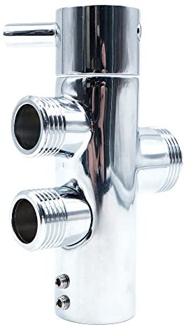 NUZAMAS Brass 3-Way Shower Hose Splitter,Diverter Valve, Shower Arm Connector, Bath Handheld Shower Head System Replacement Part, Chrome
