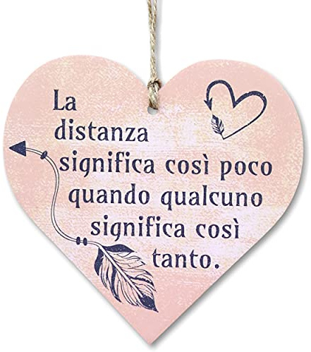 CARISPIBET La distanza significa così poco | segno decorativo domestico a forma di cuore 12 x 12 cm