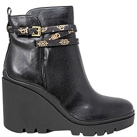 GUESS Stivaletto Donna FL7TADELE10 Nero Pelle Tronchetto Con Zeppa Alta Logo (numeric_35)