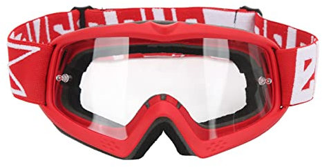VBESTLIFE Motorradbrille, Verstellbare Motocross-Brille, Transparent, Kratzfest, für Kinder, Teenager, Erwachsene, Radfahren, Klettern(8060 Roter Rahmen)