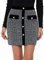 Allegra K Damen Winterrock Hoher Taille Elegant Kontrastfarbe Knopfdekor Tweed Karo Minirock Schwarz XS