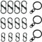 12 Stück S-förmiger schwarzer Karabiner, doppelte Karabinerhaken-Metallschnalle, 50 mm/40 mm/32 mm 8-förmiger Karabiner, Zinklegierungs-Schlüsselanhänger, 3 Stück Schwarze Schlüsselanhänger.