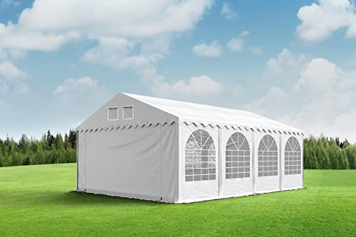 UK Tents 5 x 8m professional Marquee. White PVC approx. 550g/m² Includes: Gable ends, beautifully designed windows, Steel frame and ground bars