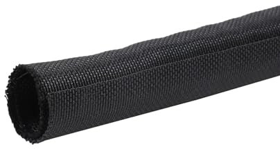Sonoreboom Wire Split Loom Wrap Cable Management Sleeves Automotive Black Woven Mesh Protector Tubing (5/16 - 28 Feet)