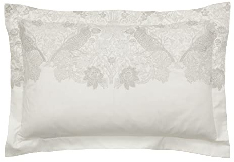 PURE STRAWBERRY THIEF EMBROIDERY PILLOWCASE OXFORD SILVER/WHITE