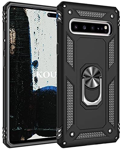 KOUYI Cover per Samsung Galaxy S10 5G, Custodia Antiurto Grado Militare 360° Girevole Regolabile Ring Armor Bumper TPU Case Magnetica Supporto Silicone Custodie per Samsung Galaxy S10 5G (Nero)