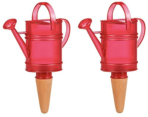 Scheurich 2 dispensadores de agua Nelly rojo, regadera de 240 ml, decoración de cerámica, bola de riego para plantas con punta de arcilla