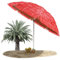 RELAX4LIFE Parasol Plage Hawaïen Inclinable Φ2M, Parasol Paille Tropicale avec 8 Baleines Mât en Fer Bouton d'Ouverture, Parasol Exotique Paille Portable pour Balcon Appartement-Plage-Patio,Rouge