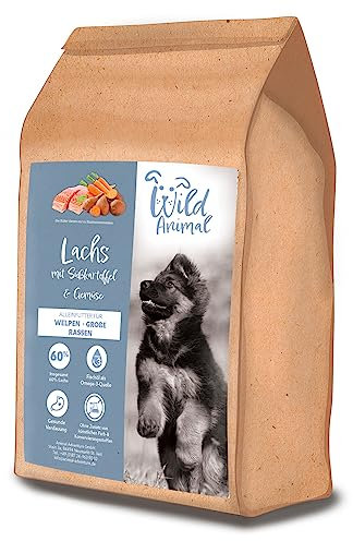Wild Animal Whelp - Premium Hundefutter - Maxi Lachs mit Schellfisch, blauem Wittling, Süßkartoffel & Spargel, Trockenfutter, getreidefrei,1er Pack (1 x 2kg)