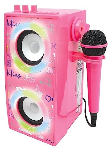 Lexibook, Barbie, Altoparlante Portatile Bluetooth Luminoso con Microfono, Karaoke, Effetti Luce, Wireless, USB, Scheda SD, Batteria Ricaricabile, Rosa, BTP180BBZ