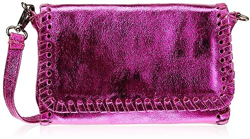 IZIA Women's Handtasche aus Metallic-Leder, Fuchsia