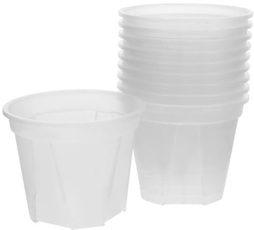 10pièces Pot de Fleur Transparent avec Drainage - Pots de Plantes en Plastique pour Succulentes Cactus Pépinière pour Décoration Jardin Salon Chambre