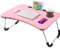 NTEK Laptop Bed Table | Portable Standing Desk with Foldable Legs & Cup Slot | Notebook Table for Laptop, Eating, Reading, Watching Movie on Bed/sofa (PINK)
