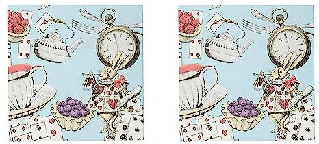 Talking Tables Alice in Wonderland Cocktail Napkins Supplies for Mad Hatter Party,Mother's Day,BLUENAPKINS,25cm x 25cm (Pack of 2)