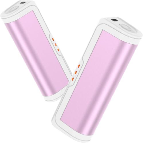 Jonwall Handwärmer Wiederaufladbar 2er-Pack, Tragbare Handwärmer Wiederverwendbare USB-Taschenwärmer mit 3 Wärmestufen, Mini Handwärmer für Camping, Golf, Warmes Geschenk für Frauen Männer Rosa