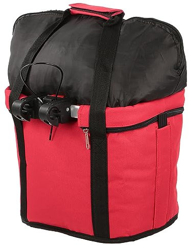 UMMEI Lenker Korb Schwarz Für E-Bike,13 Zoll Fahrradkorb Vorne Groß Aluminiumrahmen,Wasserdicht, Reißverschluss,Fahrrad Zubehör Korb Für E Scooter,Rot,33cm