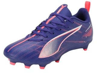 PUMA Ultra 5 Play FG/AG Jr Soccer Shoe, Lapis Lazuli White-Sunset Glow, 32.5 EU