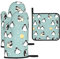 3-teiliges Ofenhandschuh- und Topflappen-Set mit Pinguin-Ballon-Schneeflocke, 2 isolierte Handschuhe + 1 Topfdeckelmatte, Küchenutensilien-Set, zum Kochen, Backen, Grillen und tolles Geschenk für