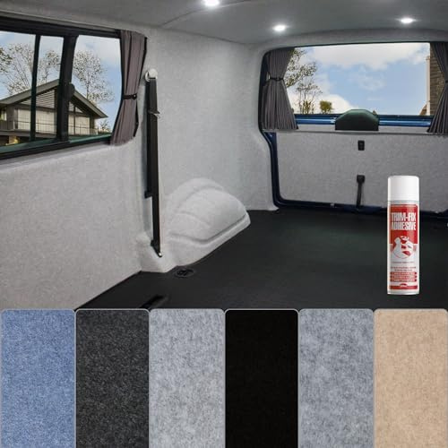 Tuda Carpets | 4 Way Stretch Van Lining Carpet + 3 Trim Fix Glue Adhesive | 6 Colours/Various Lengths - 2m W x 3m L (6ft6 x 9ft10) Smoke Grey
