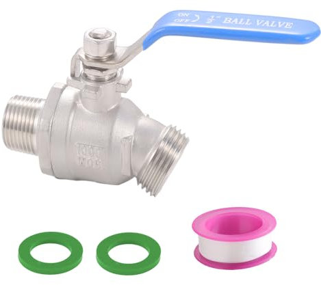 SNUTUYA 1/2 NPT/MIP304 Stainless Steel Outer Hose, Heavy Duty Garden Hose/Valve, Lead Free with 3/4 Male Thread, Unlimited Flow, Ideal for Garden, Patio, Boiler Drains