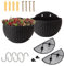 YuanDiann Wandmontage Blumentopf Halbrunder Rattanimitat Hängender Blumenkorb Balkon Innen Außen Garten Deko Pflanzgefäß Blumenampel Selbstbewässerung mit Wasserspeicher Schwarz 2 Pack L