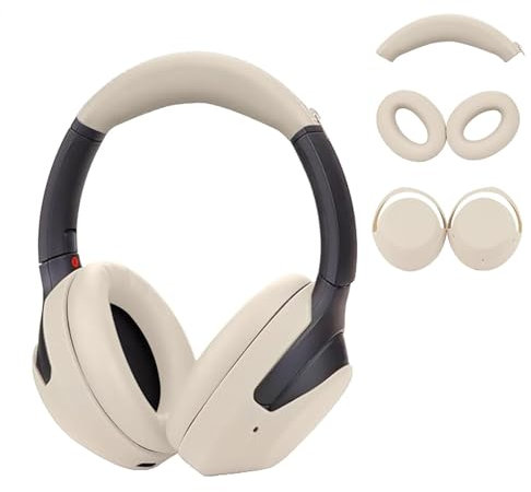 Adhiper WH-1000XM4 Ohrpolster-Schutzhülle | Reißverschluss-Kopfbandschutz für Sony WH-1000XM4 Over-Ear-Kopfhörer,Sportlich Schweißfest & Leicht zu Reinigen Kopfhörerschale Schutzhülle (Beige)