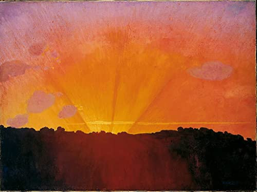 YiNzo Poster Art Leinwandbild Sonnenuntergang Oranger Himmel von Felix Edouard Vallotton, 58 x 90 cm, ohne Rahmen
