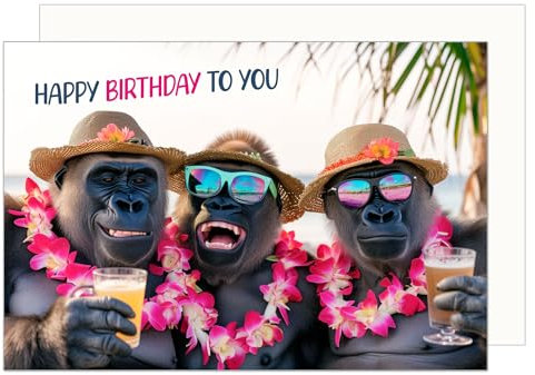 Edition Seidel Premium Geburtstagskarte mit Umschlag. Glückwunschkarte Tier Karte Billet Geburtstag Happy Birthday Mann Frau Coole Affen Party Urlaub Humor Lustig (G3527 SW024)