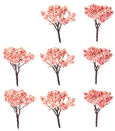 Zerodeko 10pièces Lot de Arbres Miniatures Décor Diorama avec Fleurs Cerisier Réalistes pour Maquettes Paysagères Modèle Train