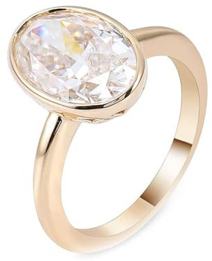Wycian Ring Mit Gravur Personalisiert, Moissanite Ring 14K Gelbgold 14K Größe 66 (21.0) 2 Moissanit 2Ct Ovalschliff Weiß Gravur Für Jahrestag