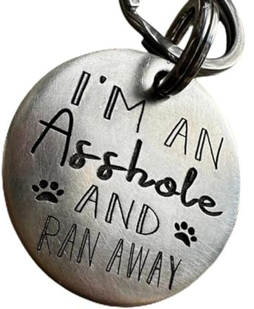 Funny Dog Tag, Personalized Dog Tag Funny Pet ID Tag, Stainless Steel Pet Tags Pet Key Ring Dog Collar Tag for Dog Cats Owner or Dog Lover, Gifts for Dogs & Cats (I'm an asshole,1)