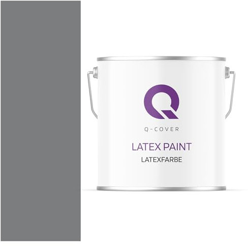 Q-COVER Latexfarbe 5 L Dunkelgrau Innenfarbe Wandfarbe Deckenfarbe Klasse 3 Mattfarbe Scheuerfest Hohe Deckkraft