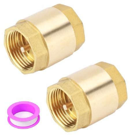 Qhpnunhq 2 Pièces 1 Pouce NPT Clapet Anti-Retour à Ressort à Filetage, Clapet Anti-Retour Horizontal Unidirectionnel en Laiton pour Puits, Pompe
