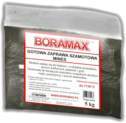 Feuerfester Schamottemörtel - Hitzebeständiger Fertigmörtel für Kamine und Öfen bis zu 1730°C (5,0kg)