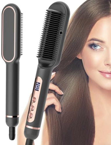 Vankarr Glättbürste Ionen Haarglätter Bürste Elektrisch Glättungsbürste Hair Straightener Brush Mit Verbrühungsschutz, 20s Schnelles Aufheizen, 9 Temperatureinstellungen