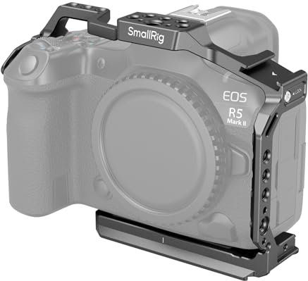 SMALLRIG R5 Mark II Cage for Canon R5 Mark II, Aluminum Alloy Camera Video Cage with Cold Shoe Mount, 1/4''-20 & 3/8''-16 Threaded Holes, Quick Release Plate for Arca-Swiss - 4978