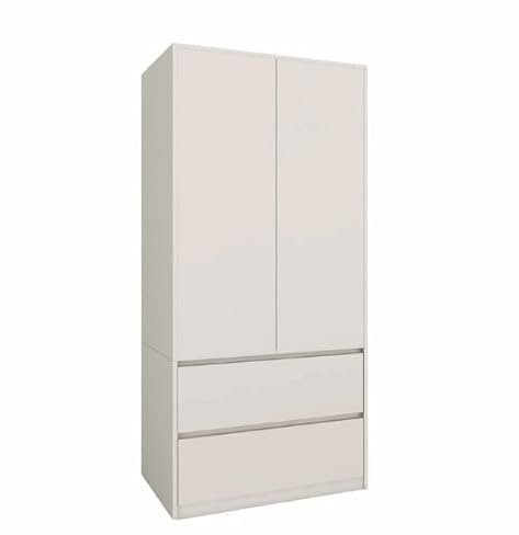 BDW - Kleiderschrank mit Schubladen - Schrank 90 cm breit, 181 cm hoch, 51 cm tief - Flurschrank 2 türig, mit Kleiderstange und Einlegeböden - für Schlafzimmer, Kinder, Flur - Kaschmir