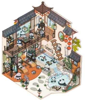 Miniatur Szenen Aufkleber, Panda Haus Stickers, Miniatur Haus Sticker Szene Zum Selbermachen, Effekt Miniatur Haus Sticker Für Kindertag, Geburtstag