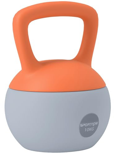 SPORTNOW Soft Kettlebell, 10kg Kettle Bell with Non-Slip Handle for Home Gym Weight Lifting and Strength Training, Orange and Grey