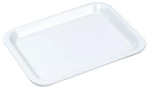 Aoktorkit 7.5inch Rectangular Plastic Tray, White Serving Tray for Hotel, Home, Restaurant Organizer Plate, 19.4*14.9CM