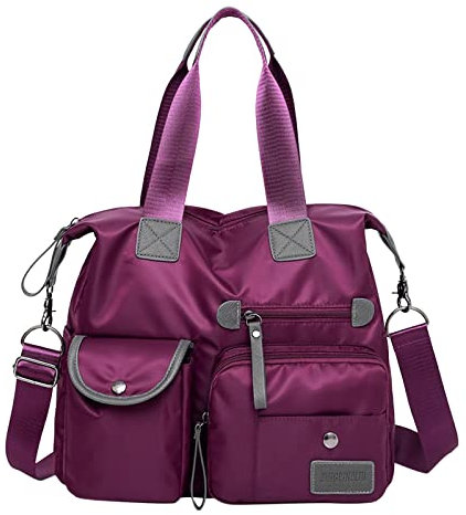 UnoSheng O Bag Taschen Damen Kein Original Nylon-Umhängetasche Schulterhandtasche Taschen Uhr (Purple, One Size)