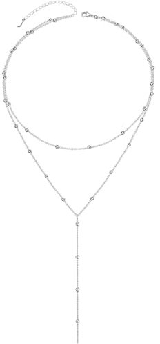 Vimmvid Y Kette Silber 925 Silber Kette 925 Lange Kette Damen Elegante Lange Kette für Damen, Ketten Set für Alltag Abendevents Geschenke