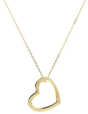 MILOR Collana cuore in Oro 9Kt – Collana con ciondolo cuore traforato e scorrevole – Gioielli donna made in Italy – Regalo per compleanni, anniversari, festa della mamma