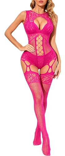 Leypafy Sleeveless Combinaison Résille Sexy Fishnet Bodysuit Bas de Lingerie Bodystocking Festival Club