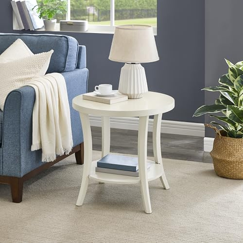Roundhill Furniture Perth Moderner runder Beistelltisch mit Ablage