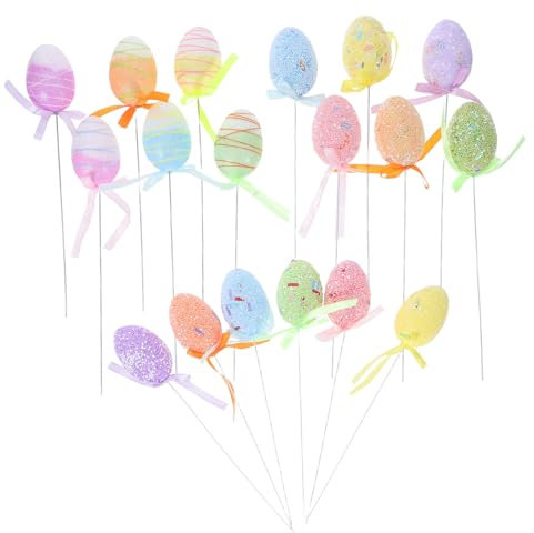 Homoyoyo 18 Stück Schaumstoff Ostereier Gartenstecker für Fröhliche Garten und Party Dekoration Bunte Sichere Eier für Altersgruppen für Ostern