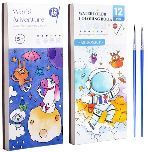 FAYAHAR 2 Pièces Peinture avec Livres d'Eau pour Tout-Petits, Aquarelle Enfants Kit avec Pinceau, Livre Coloriage Enfant, Jouet éducatif pour Activites Manuelles et Bricolage